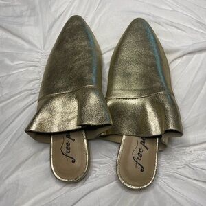 FREE PEOPLE  NWT Golden Leather Sienna Slip On Mules Women's 38